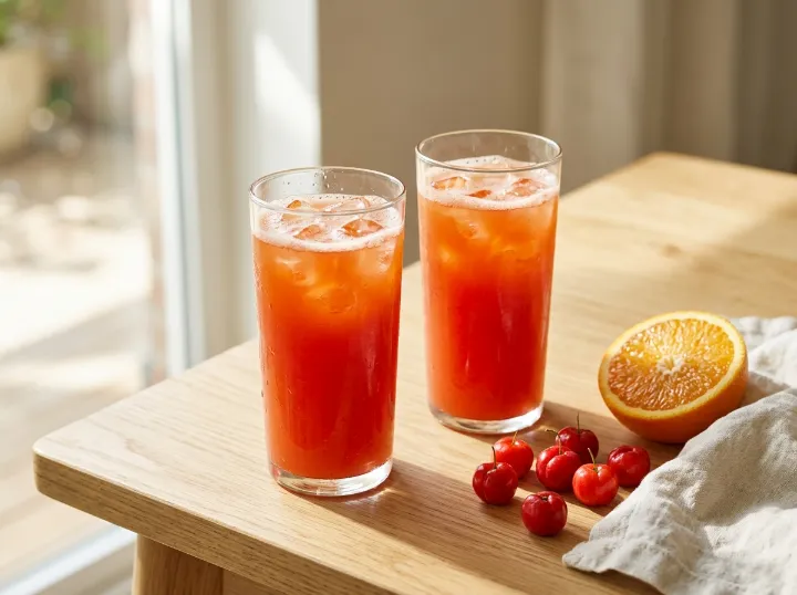Suco de acerola com laranja